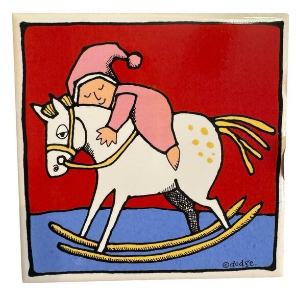 Ursula Dodge Whimsical Fun Christmas Ceramic Tile Coasters Set of 4 - Picture 3 of 7